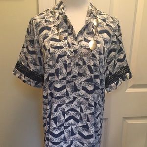 Alfani cobolt blue print mandarin collared dress